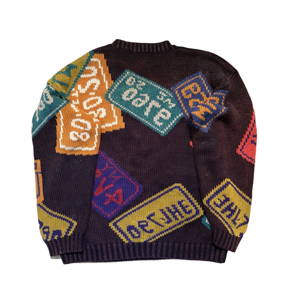Vintage Perry Ellis America License Plate Knitted Sweater Multi L - Picture 3 of 4
